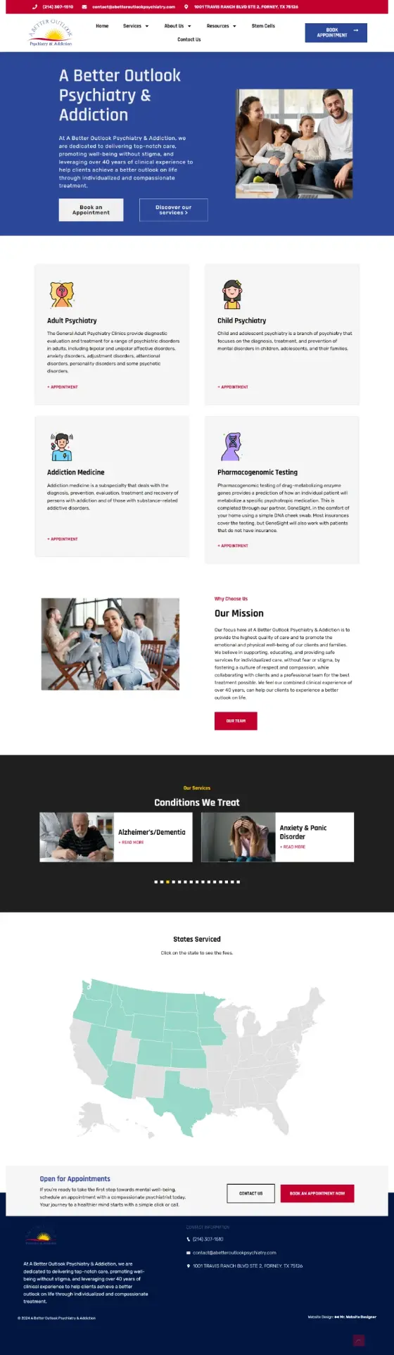 A Better Outlook Psychiatry and Addiction website