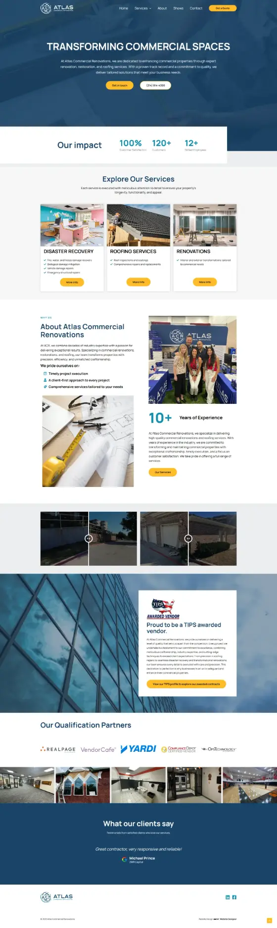 Atlas Commercial Renovations website