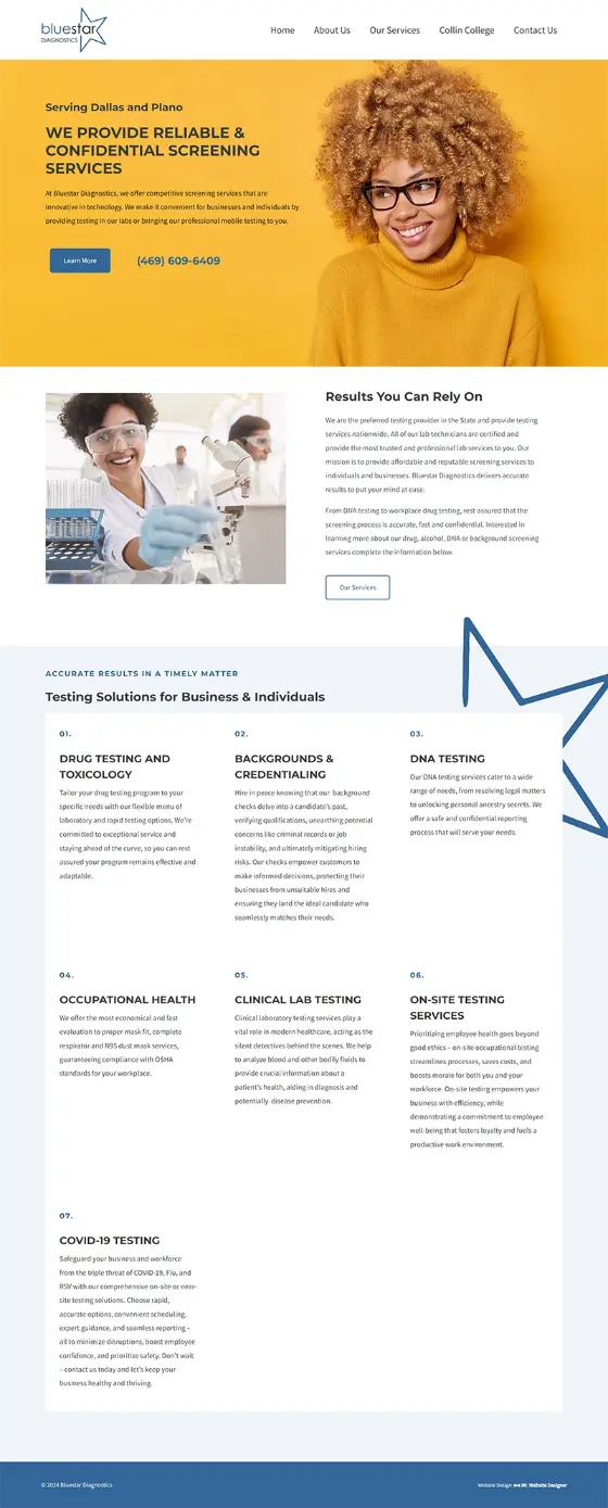Bluestar Diagnostics website