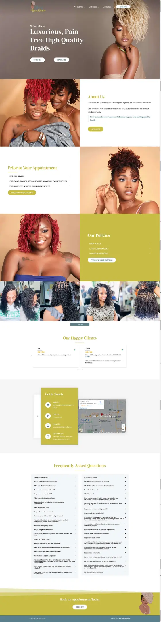 Bomb Hair Studio website
