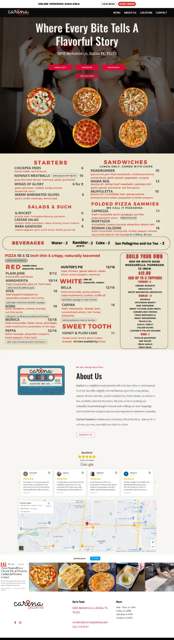 Carina Pizzeria website