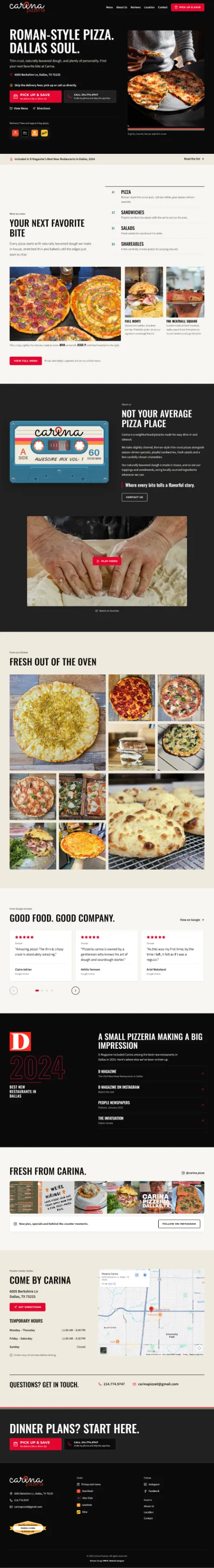 Carina Pizzeria website