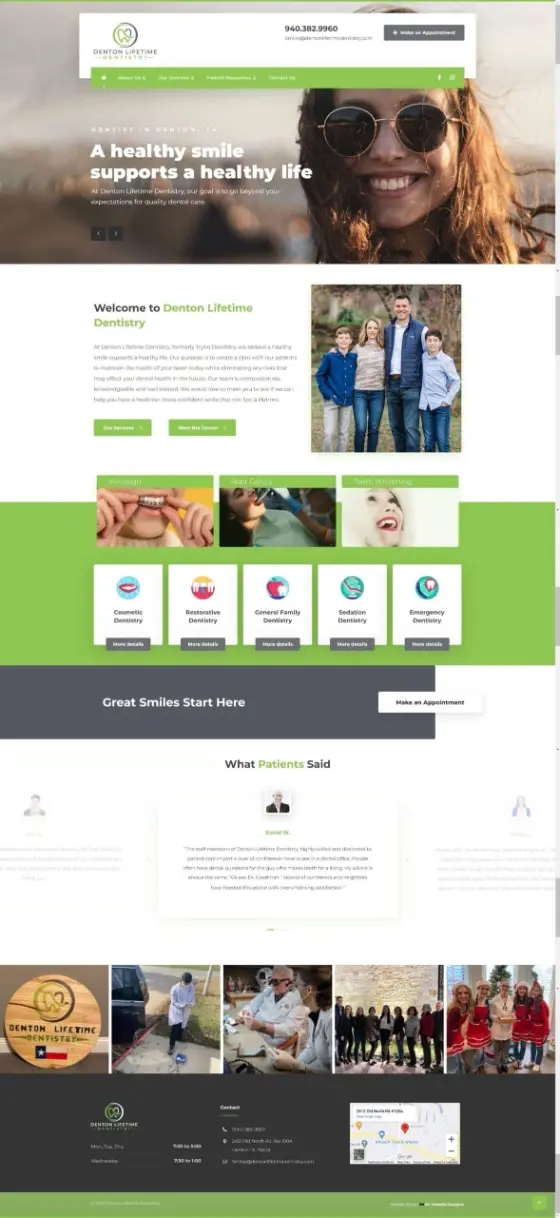 Denton Lifetime Dentistry website