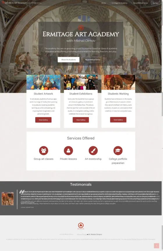 Ermitage Art Academy website