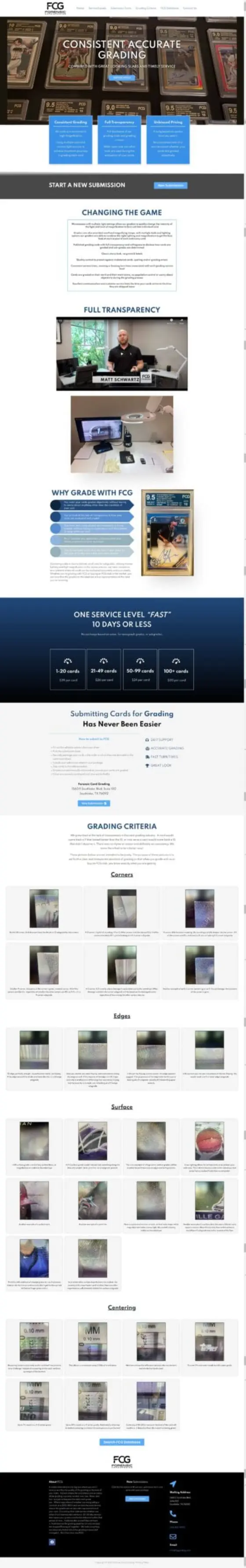 FCG Forensic Card Grading website