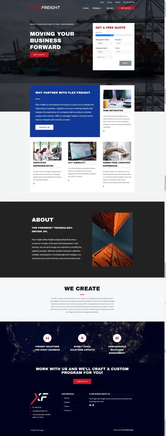 Flex Freight website