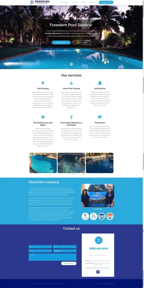 Freedom Pool Service website