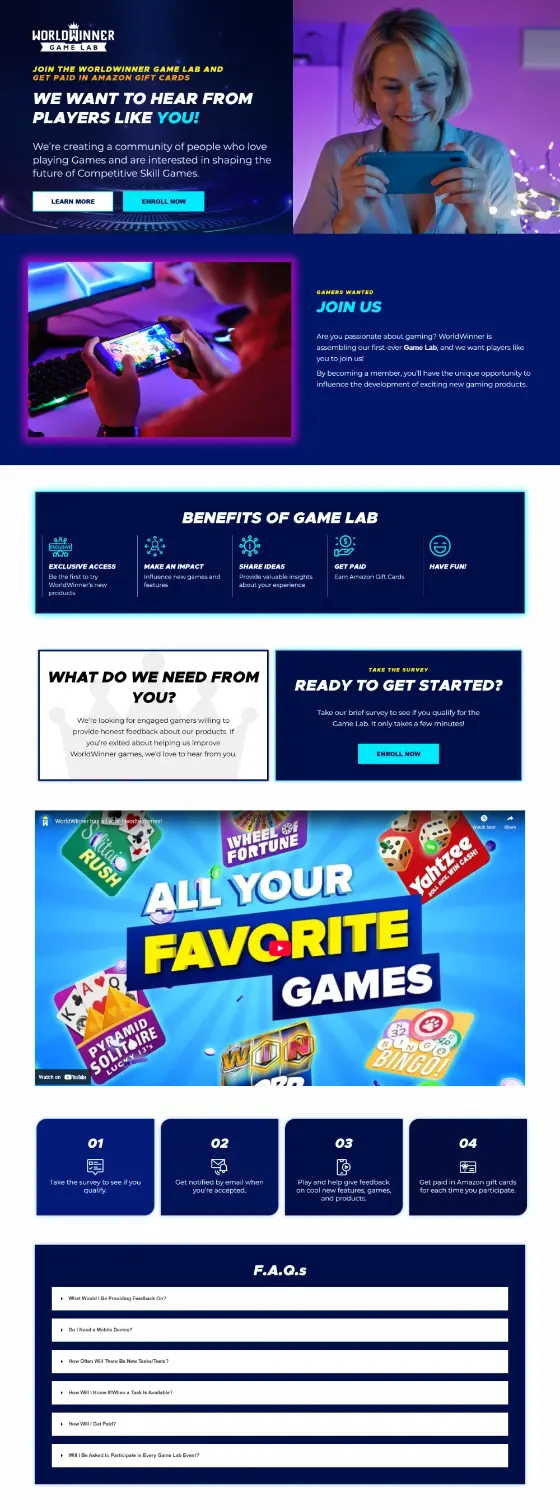 Gamelab by WorldWinner website