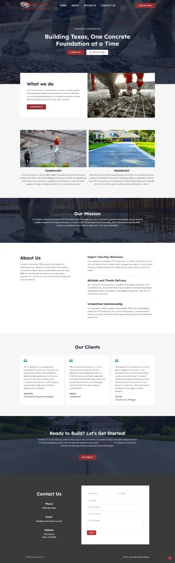 GT Construction Inc. website