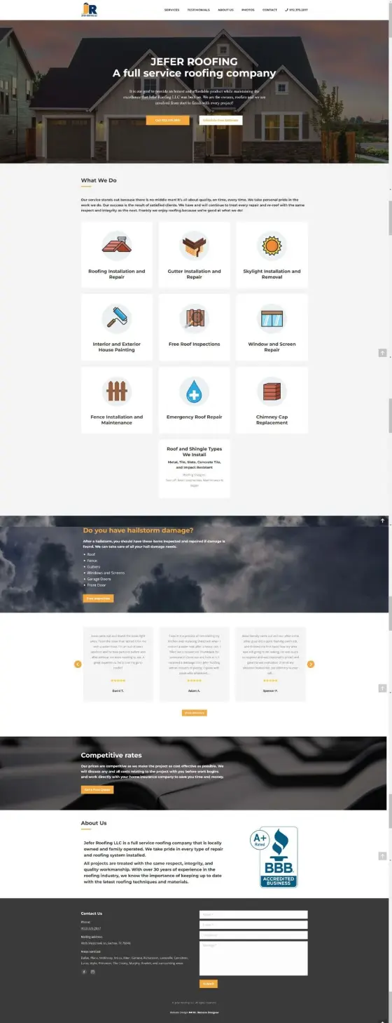 Jefer Roofing website