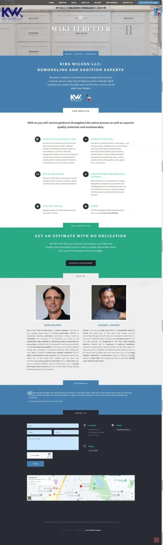 KW Builders website
