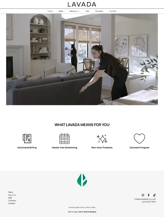 Lavada Cleaning website