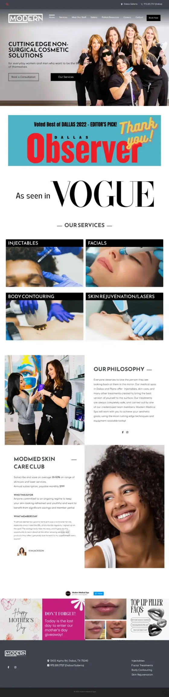 Modern Medical Spa website