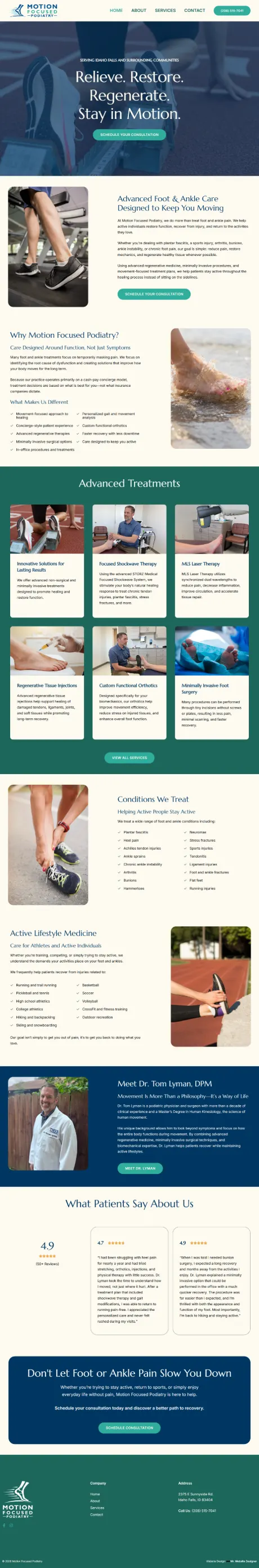 Motion Focused Podiatry website