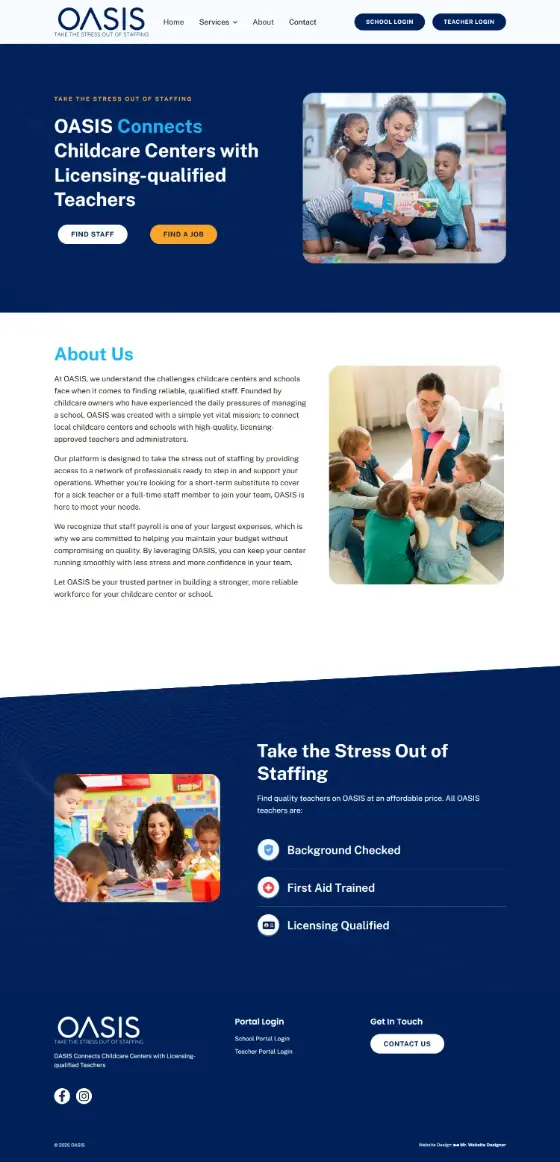 Oasis Staffing website