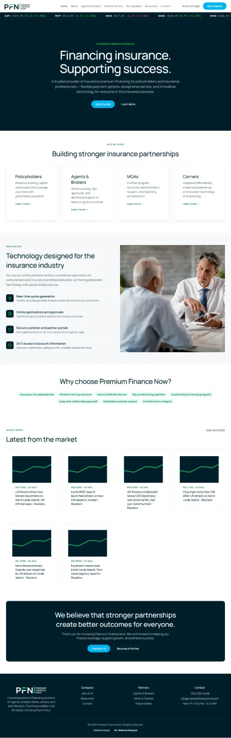 Premium Finance Now website