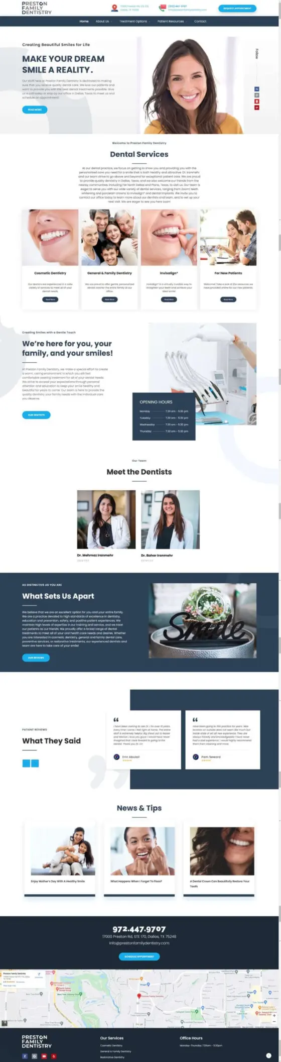 Preston Family Dentistry website