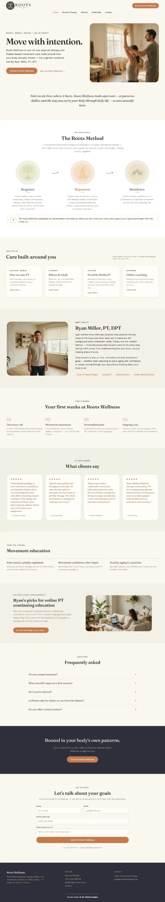 Roots Wellness PT website