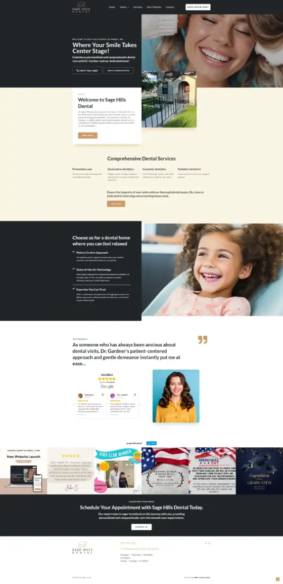 Sage Hills Dental website