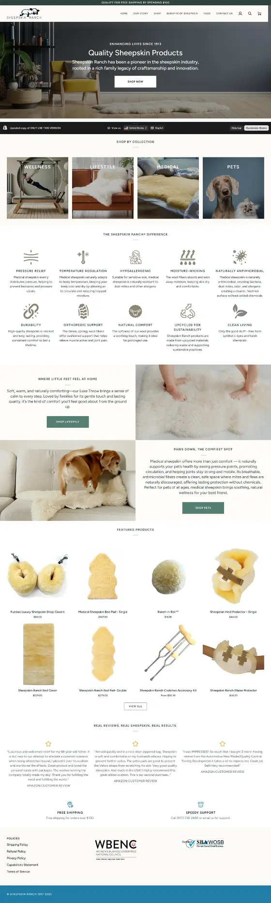 Sheepskin Ranch website