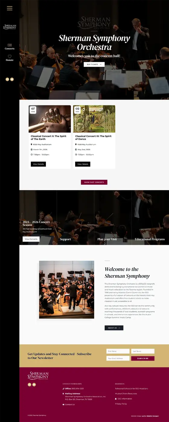 Sherman Symphony website