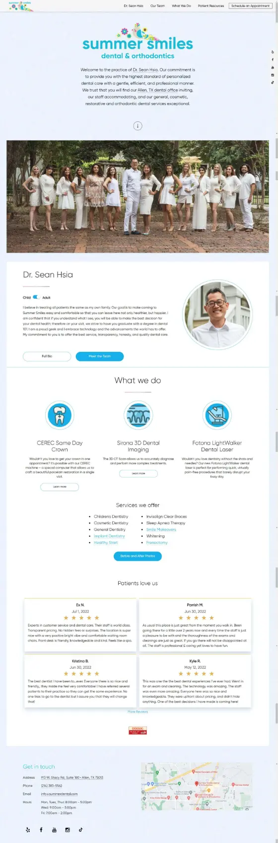 Summer Smiles Dental website