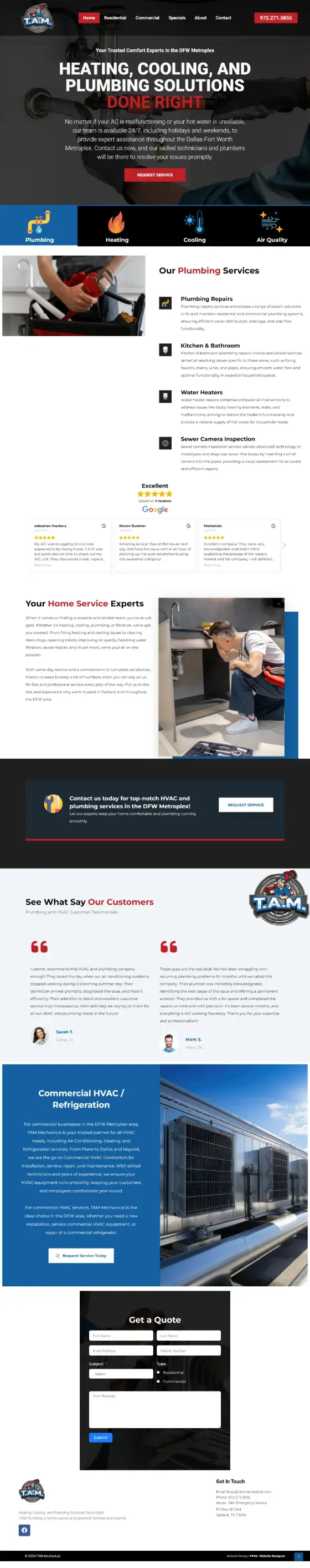 TAM Mechanical website