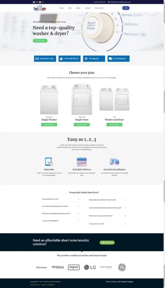 Texas Laundry Solutions website