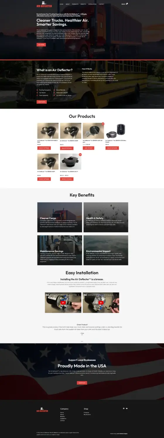 The Air Deflecter website